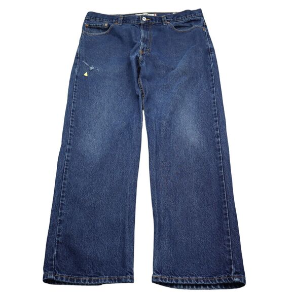 Levis Pants Mens 38 Blue Straight Mid Rise Medium Wash Regular Fit Denim Jeans - Picture 1 of 16